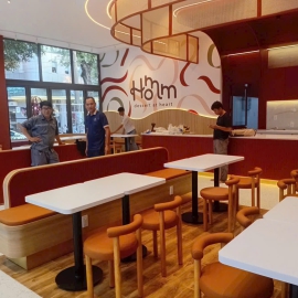 Thiết kế thi công nội thất chi nhánh 1 chuỗi cafe Homm